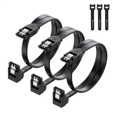 3-Pack 90 Degree SATA Cable - 18 Inch, SATA III 6Gbps Right Angle Data Cable for picture