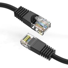 0.5FT Cat5E RJ45 Ethernet LAN Network UTP Patch Cable Copper Gold 24AWG Black picture