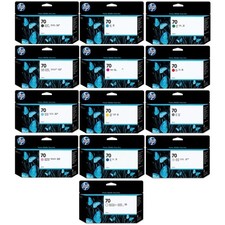 New Genuine Sealed HP 70 Set of 13 Inkjet Cartridges 130ml 2020-2026 picture