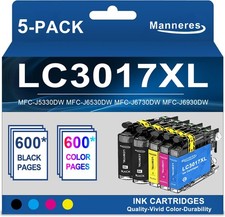 LC3017XL Ink Cartridges BK/C/M/Y 5-Pack High Yield - 2 LC3017BK LC3017C LC301... picture