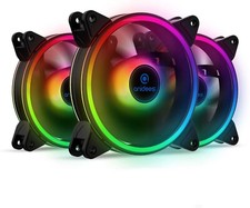 anidees Tesseract Duo 120mm RGB PWM Case Fans 3-Pack for ASUS MSI Aura Mystic Sy picture