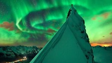 Landscape aurorae mountains nature norway snow night Custom Gaming Mat Desk picture