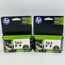 2 Pkgs Genuine New HP 564 Black Ink Cartridge Twin-Packs (exp Sep 2017) - Sealed picture