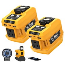 220W Power Inverter for Dewalt 20V Battery, 2 USB Ports, 400 Lumen Light picture