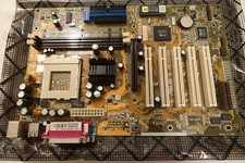 Vintage ASUS CUV4X-C Rev. 1.02 Socket 370 Motherboard w/ I/O Shield Works Nicely picture