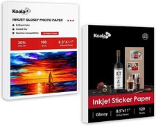 220 Sheets Koala Photo Paper 8.5x11 Glossy + Sticker Paper for Inkjet Printers picture