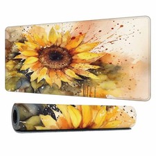 Tie Dye Sunflower Watercolor Large Gaming Mouse Pad Desk Mat 35.4x15.7 Inch picture