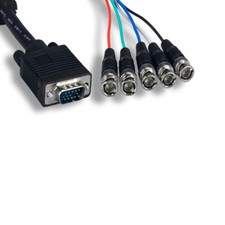 KNTK 10ft VGA to 5-BNC Video Cable HD15/RGB-HV Cord EMI Filter for TV PC Monitor picture