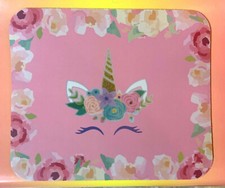 MOUSE PAD: Floral Unicorn Pink, Girls Kawaii Feminine Cute COMPUTER MOUSEPAD NEW picture