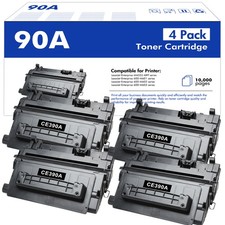 1-4PK CE390A 90A Black Toner Cartridge for HP LaserJet M4555f M4555fskm M4555h picture