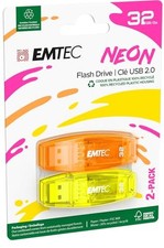 EMTEC C410 Neon 32GB Flash Drive - USB 2.0 - Transparent Neon with Cap, Pack ... picture