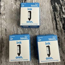 Onn 564XL Black Ink Cartridge - HP Compatible lot Of 3, New In Box picture