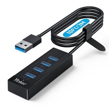 4 Port USB 3.0 Hub 10FT Long Cable with 5 Gbps  5V USB-C Power Supply for Lap... picture