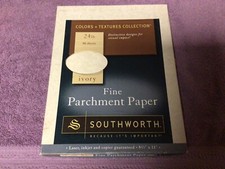 Southworth fine parchment paper 80 pcs Ivory  new open box 24lb 8 1/2 x 11 P984C picture