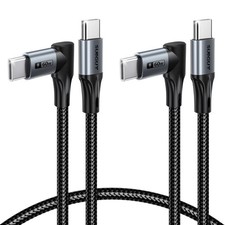 Longer Right Angle USB C Cable 2FT, 60W C to C for 2FT+2FT, Grey picture