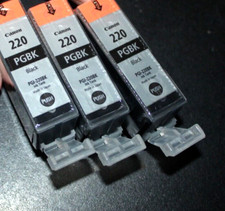 3 Canon Ink Lot 220 Genuine Black  3 Cartridges New PGI-220BK - YS1 -= picture