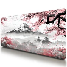 Large Japanese Gaming Mouse Pad, White and Red, Premium Non-Slip Anime Desk P... picture