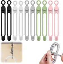 10PC Data Cable Organizer, 2026 Upgrade Silicone Cable Ties Reusable Cable Manag picture