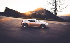 Cars nissan 370z warm sunset roads tuning Desk Mat Stitched picture