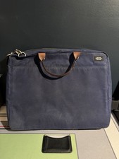 Jack Spade Waxed Cotton Slim Briefcase - Dark Blue w/Jack Spade Card Wallet picture