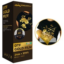 QOMOLANGMA 24in x 328ft DTF Gold/Silver Foil Film Roll Cold Peel US Stock picture