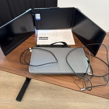 Laptop Dual Monitor Setup With Cables 14 Inch Screens picture