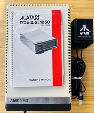 Vintage Atari 1050 Disk Drive w/ PSU  & Sealed Manual & DOS Disk - TESTED - Read picture