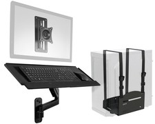 VIVO Sit-Stand Single Monitor Mount, Keyboard Tray, and PC Wall Mount Kit picture