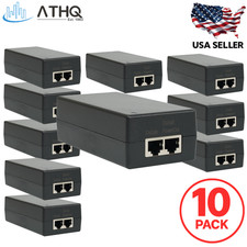 PACK OF 10 - PoE Adapter 48V 0.5A 24W Gigabit Ubiquiti Compatible POE-48-24W-G picture
