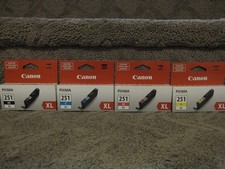 Set Canon CLI-251XL Black Cyan Magenta Yellow Ink Cartridges CLI251XL 251XL picture