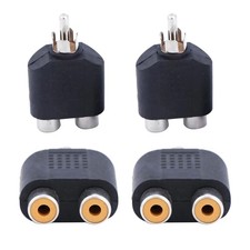 Brand New 4pcs Audio Connector Adapter Plug RCA Male to 2 RCA Females picture