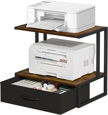 Printer Stand with Storage for Desk, with Fabric Drawer Desktop Printer Stand... picture