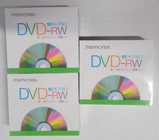 Lot of 3 10-pack Memorex 05512 DVD Rewritable Media - DVD-RW - 4x - 4.70 GB picture