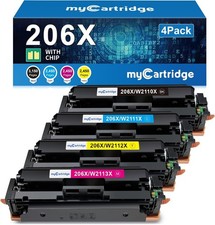 206X Toner Cartridges 4 Pack High Yield w/ Chip Replacement for HP 206X 206A picture