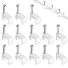 100Pcs 8mm Ethernet Cable Clips with Nails for Cat5 Cat6 Cat7 Cable White picture
