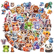 100 Pcs Big Eyes Cute Animal Stickers Bulk for Kids 2.5inch, Colorful picture