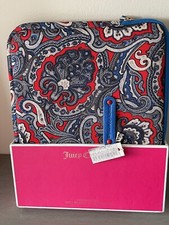 Juicy Couture Blue Red Paisly - Ipad 3 Generation Zip Sleeve Case  New  10” X 8