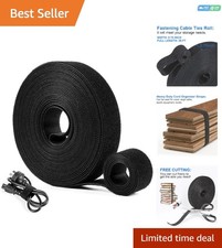 20ft x 3/4in Black Cable Tie Roll - Durable & Reusable Cord Management Solution picture