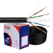 Cat6 1000FT CCA UTP Solid Black Ethernet Cable - LAN Network Bulk 23 AWG RJ45 picture