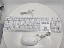 Apple White Aluminum USB Wired Keyboard A1243 Mighty Mouse A1152 iMAC Free 🚢📦  picture