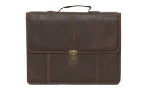 Vintage Genuine Leather Briefcase Business Laptop Document Travel Bag picture