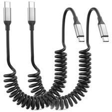 Coiled USB C to C Cable for Car 2Pack, 60W(3A) Retractable 3FT  picture