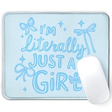 Coquette Blue Bow Mouse Pad, Girly Preppy Blue Mousepad Mouse Mat with Non-Sl... picture