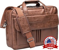 Maletín de viaje de negocios para hombre, de cuero, para portátil (Marrón) NUEVO picture