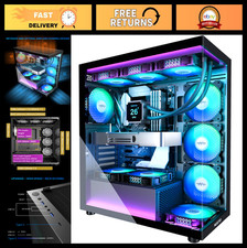 Mid Tower Gaming PC Case with 7 ARGB Fans, Type-C, Dual Tempered Glass, Black picture