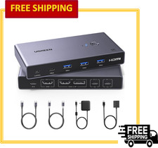 UGREEN USB-C KVM Switch 2 Monitors 2 Laptops with 4 USB 3.0 Ports 4K@60Hz picture