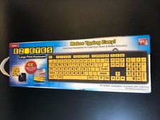 Open Box EZ Eyes Large Print Keyboard Wired USB PC MAC Vf2 picture