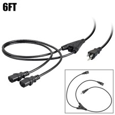 6FT Power Extension Cord Splitter Cable NEMA 5-15P To 2 IEC 60320 C13 10A 18AWG picture