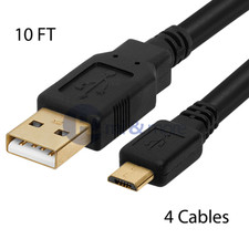4x Long Micro USB Cable 10FT 3m USB Micro Cord Data Sync Charger Cable 10 Feet picture