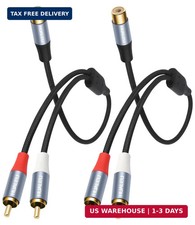 1FT RCA Splitter 1 Female to 2 Male, 2 Pack - RCA Audio Video Cable Splitter Ada picture